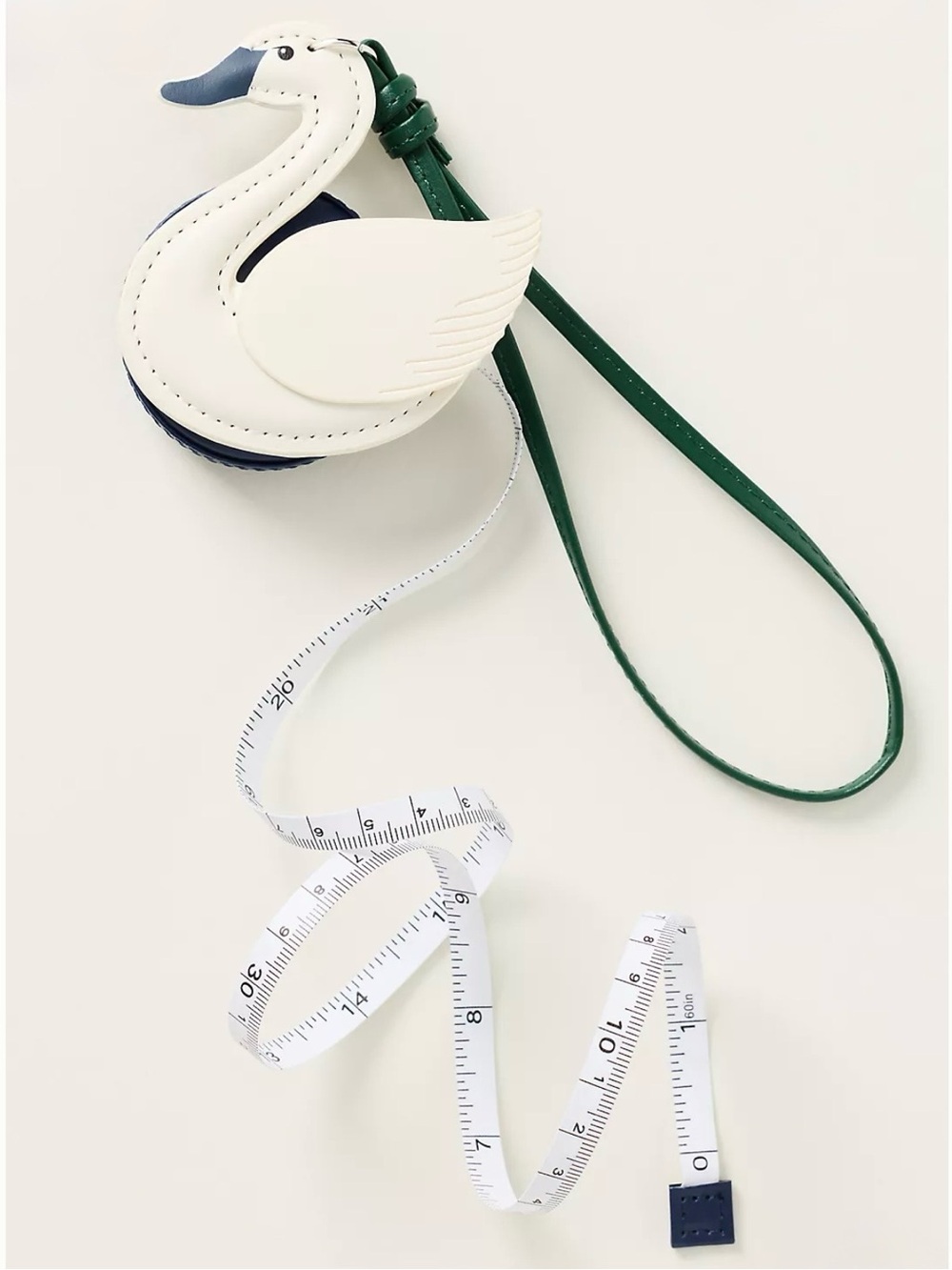 Anthropologie White Swan Tape Measure Bag Charm